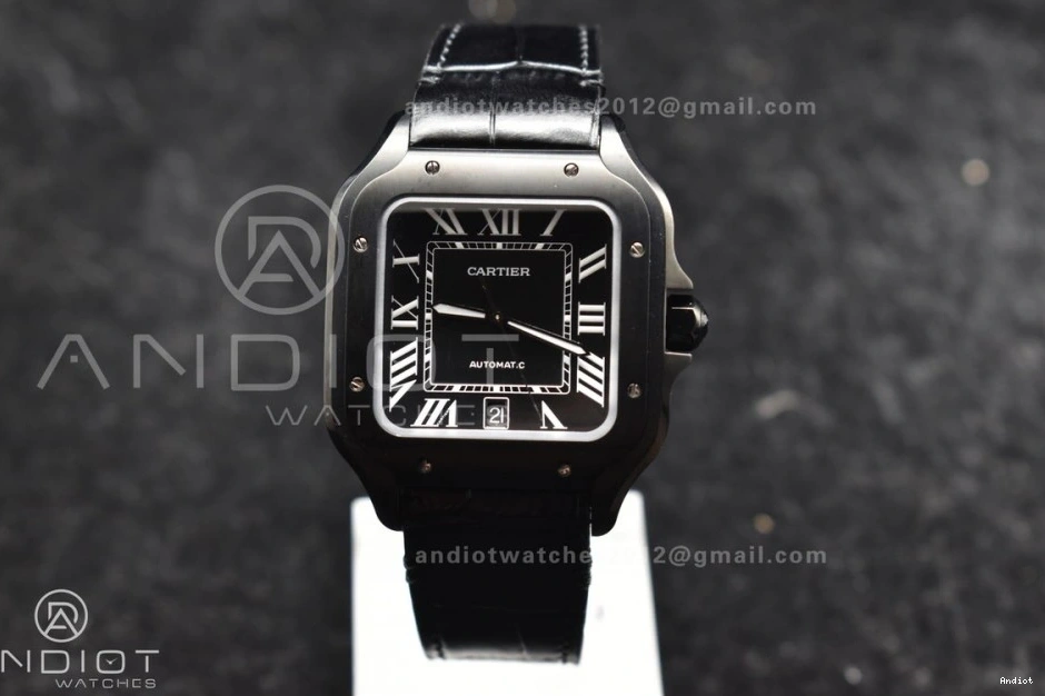 Santos Best BVF Black Dial de on 40mm MIYOTA Cartier Edition Leather 9015 PVD Strap Black 1:1 0110